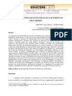 Formação Docente E Inclusão Escolar: O Que Dizem Os Educadores?