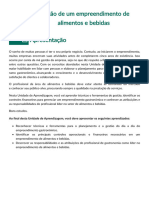 Gestão de Um Empreendimento de Alimentos e Bebidas