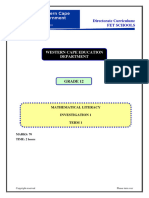 GR 12 - Mathematical Literacy Term 1 Investigation 1