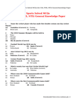 Sports Solved MCQs (For CSS, PMS, NTS) General Knowledge Paper