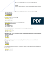 ED 304: The Teacher & The Community, School Culture & Organizational Leadership Multiple Choice