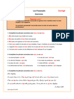 Les Possessifs Exercices Et Corrigéa