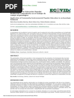 Aplicación de La Educación Popular Ambiental Comunitaria en El Trabajo de Campo Arqueológico