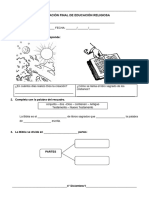 4° Grado - Evaluación Educación Religiosa