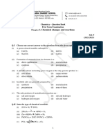 Question Bank On Chemical Changes and Reactions STD - 9