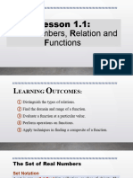 Lesson 1.1 Real Numbers, Relation and Functions