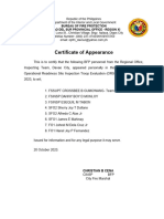 2021 - Certificate of Appearance