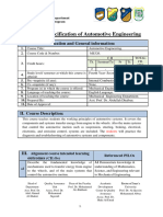 Course Specification of Automotive Engineering