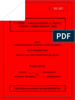 1 NHRC - Uslls National Moot Court Competition, 2024: The Honourable Supreme Court of Aquila Writ Jurisdiction