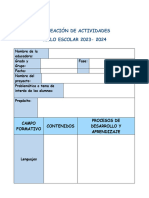 Formato de Planeación 2023 - 2024 para Llenar A Mano