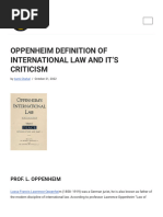 Oppenheim Definition of International Law and It'S Criticism