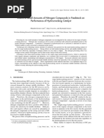 Effect of Small Amounts of Nitrogen Compounds in Feedstock