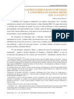 Articulações Entre o Banco Mundial e A Reforma Do Ensino Médio (Lei #13.415 de 2017)