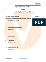 Important Questions For CBSE Class 7 Science Chapter 6 - Physical and Chemical Changes