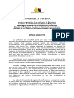 PROPOSITION DE LOI PPL N° 005 2021 PL Profession de Consultant