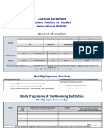 Learning Agreement - Student Mobility For Studies - 2021