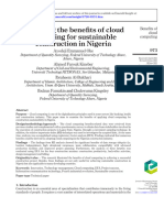 Exploring The Bene Fits of Cloud Computing For Sustainable Construction in Nigeria