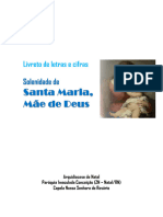 Livreto Letras e Cifras - Santa Missa Santa Maria, Mãe de Deus