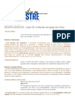 Auxílio Ao Mestre REVISTA ADULTOS Lição 05 A Missão Da Igreja de