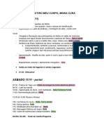 Programação Retiro Meu Corpo, Minha Cura