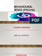 Behavioural Science (PSC2715) Introduction