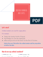 Ordinal Numbers and Dates