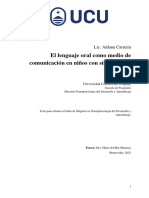 El Lenguaje Oral Como Medio de Comunicación en Niños Con Síndrome de Down