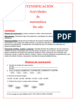 INTENSIFICACIÓN Actividades de Matemática 4to 2023