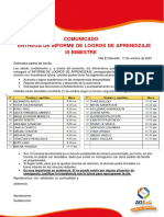 COMUNICADO - INFORMES DE PROGRESO III BIMESTRE - AULASss