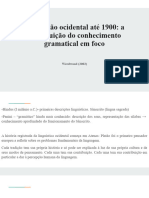 A Tradição Ocidental Até 1900 - A Constituição Do Conhecimento Gramatical em Foco