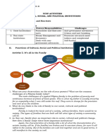 CULTURAL, SOCIAL, AND POLITICAL INSTITUTIONS Activities