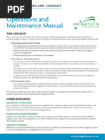 Irrigator Preseason Check Lists