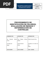 PR-SST-01 Procedimiento de Identificación de Peligros, Evaluación de Riesgos y Determinación de Controles