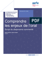 Comprendre Les Enjeux de L'oral