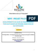 Resume Livrable wp4.2 Rapport Cours en Entrepreneuriat