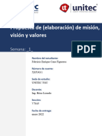 Tarea 1.2 Propuesta de Misión, Visión y Valores