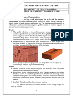 Method of Statement For Brick Massonary Work