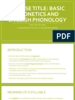 Basic Phonetics and English Phonology Week 12 The Syllable