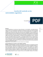 Internacionalización Del Currículo en Las Universidades Argentinas