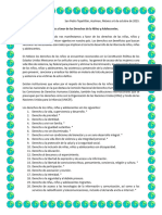 Manifiesto A Favor de Los Derechos de La Niñez y Adolescentes