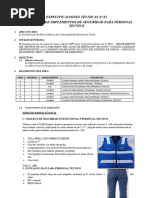 Especificaciones Técnicas Epp Alto Otora DTR