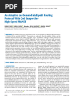 An Adaptive On-Demand Multipath Routing Protocol With QoS Support For High-Speed MANET