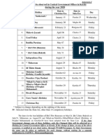 Central Govt Holiday List 2020 20200722103836