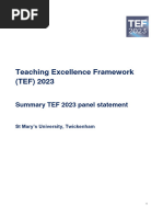 ST Mary's University Twickenham Summary TEF 2023 Panel Statement