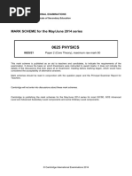 0625 PHYSICS: MARK SCHEME For The May/June 2014 Series