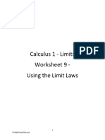 Calculus 1 - Limits - Worksheet 9 - Using The Limit Laws