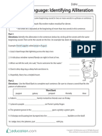 Figurative Language Identifying Alliteration