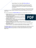 Corporate Finance Cover Letter Sample