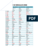 B2 - List of Irregular Verbs