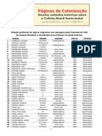 Imigrantes Transferidos Das Fazendas de Café-RJ para SC 1860-61